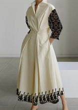 Load image into Gallery viewer, 2024 Apricot lace Peter Pan Collar Pockets Cotton Dress Long Sleeve