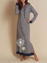 Load image into Gallery viewer, Gray Printed Loose Hooded Long Sleeve Dress