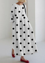 Load image into Gallery viewer, White spliced polka dots Cotton Dresses Pockets Patchwork Spring