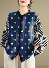 Load image into Gallery viewer, Loose Rainbow Striped Button Linen Blouses Batwing Sleeve