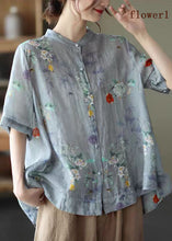 Load image into Gallery viewer, Elegant Colorful hearts Stand Collar Print Tops Half Sleeve