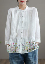 Load image into Gallery viewer, Organic White Linen Shirt Tunics Women Ramie Blouse