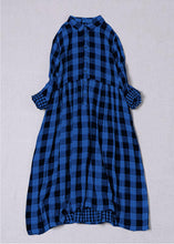 Load image into Gallery viewer, Bohemian Black White Plaid PeterPan Collar Pockets Button Fall Patchwork Dresses