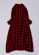 Load image into Gallery viewer, Bohemian Black White Plaid PeterPan Collar Pockets Button Fall Patchwork Dresses