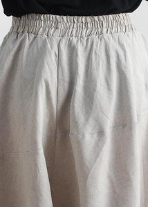 20 summer stitching thin women's new cotton and linen nude wide-leg pants