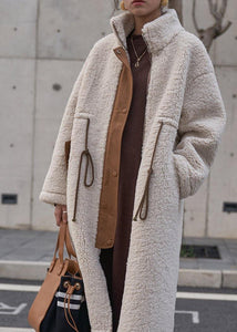 2024 nude Woolen Coats plus size winter coat high neck drawstring jackets(Limited Stock)