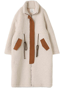 2024 nude Woolen Coats plus size winter coat high neck drawstring jackets(Limited Stock)