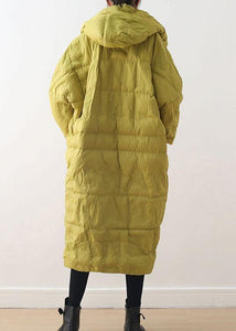 2024 Warm Yellow Down Coat original design literary retro overcoat