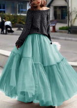 Load image into Gallery viewer, Women Pink Ruffled Tulle Cinched Circle Fall Skirt