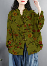 Load image into Gallery viewer, Chinese Style Red Print Pockets Button Patchwork Cotton Coats Long Sleeve