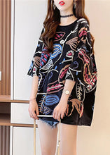 Load image into Gallery viewer, 2024 Fashion Black O-Neck Print Top Summer