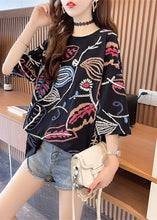 Load image into Gallery viewer, 2024 Fashion Black O-Neck Print Top Summer