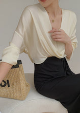 Load image into Gallery viewer, 2024 New Chic Beige V Neck Chiffon Shirts Batwing Sleeve