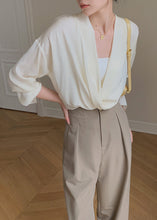 Load image into Gallery viewer, 2024 New Chic Beige V Neck Chiffon Shirts Batwing Sleeve