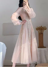 Load image into Gallery viewer, 2024 New Pink Mesh Tulle Nail Bead Bubble Sleeve Dress