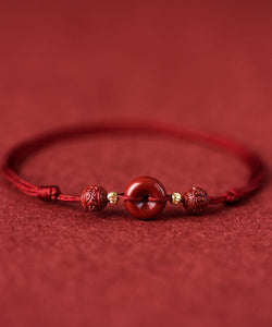 2024 New Red Hand Woven Cinnabar Ping Buckle Adjustable Anklet