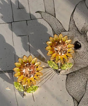 Load image into Gallery viewer, 2024 New Yellow Sterling Silver Overgild Zircon Enamel Sunflower Stud Earrings