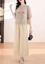 Load image into Gallery viewer, 2024 Summer New Linen Embroidered Top and Pants Two Piece Set