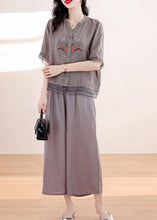 Load image into Gallery viewer, 2024 Summer New Linen Embroidered Top and Pants Two Piece Set