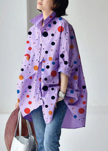 Load image into Gallery viewer, Pink Crane Peter Pan Collar Low High Design Cotton Shirt Long Sleeve