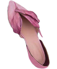 Load image into Gallery viewer, Handmade Pink Satins Flower Pointed Toe Flat Shoes