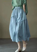 Load image into Gallery viewer, Plus Size green stripes elastic waist Asymmetrical A line Skirts Spring