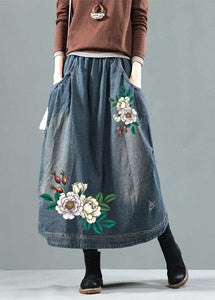 Blue Pockets Retro Patchwork Summer Skirts Denim