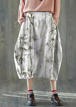 Load image into Gallery viewer, Boutique White stripes Pockets lantern Cotton Linen Summer Skirt