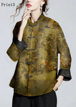 Load image into Gallery viewer, Chinese Style Print2 Stand Collar Button Print Silk Coats Long Sleeve