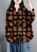 Load image into Gallery viewer, Chinese Style Red Print Pockets Button Patchwork Cotton Coats Long Sleeve