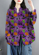 Load image into Gallery viewer, Chinese Style Red Print Pockets Button Patchwork Cotton Coats Long Sleeve