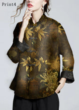 Load image into Gallery viewer, Chinese Style Print2 Stand Collar Button Print Silk Coats Long Sleeve