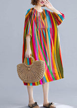 Load image into Gallery viewer, Loose Green Geometry o neck cotton Tunics Cinched Maxi summer Dresses