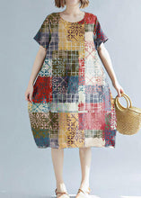 Load image into Gallery viewer, Simple red geometry cotton linen Tunics wild daily summer Dress