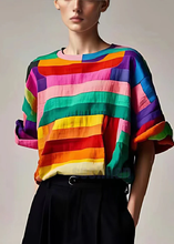 Load image into Gallery viewer, Fitted Multicolour Striped Patchwork Cotton Tank Summer