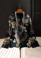 Load image into Gallery viewer, Chinese Style Black texture Embroideried Button Silk Coat Long Sleeve