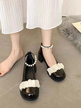 Load image into Gallery viewer, Beautiful Black Nail Bead Buckle Strap Splicing Chunky Sandals