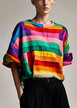 Load image into Gallery viewer, Fitted Multicolour Striped Patchwork Cotton Tank Summer