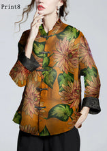 Load image into Gallery viewer, Chinese Style Print2 Stand Collar Button Print Silk Coats Long Sleeve