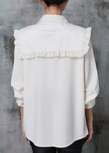 Load image into Gallery viewer, Apricot Cotton Blouse Tops Sailor Collar Tasseled Spring