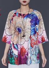 Load image into Gallery viewer, Apricot Floral Silk Blouse Top Oversized Summer