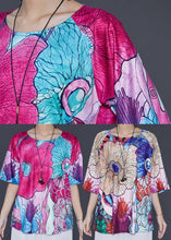 Load image into Gallery viewer, Apricot Floral Silk Blouse Top Oversized Summer