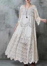 Load image into Gallery viewer, Apricot Hollow Out Cotton Long Dress Oversized Summer