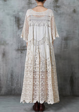 Load image into Gallery viewer, Apricot Hollow Out Cotton Long Dress Oversized Summer