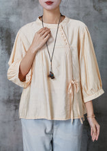 Load image into Gallery viewer, Apricot Linen Shirt Tops Oversized Lace Up Summer