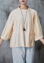 Load image into Gallery viewer, Apricot Linen Shirt Tops Oversized Lace Up Summer