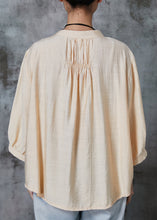 Load image into Gallery viewer, Apricot Linen Shirt Tops Oversized Lace Up Summer