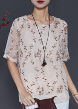 Load image into Gallery viewer, Apricot Patchwork Silk Shirt Tops Embroidered Summer