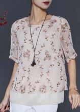 Load image into Gallery viewer, Apricot Patchwork Silk Shirt Tops Embroidered Summer