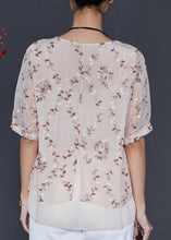 Load image into Gallery viewer, Apricot Patchwork Silk Shirt Tops Embroidered Summer